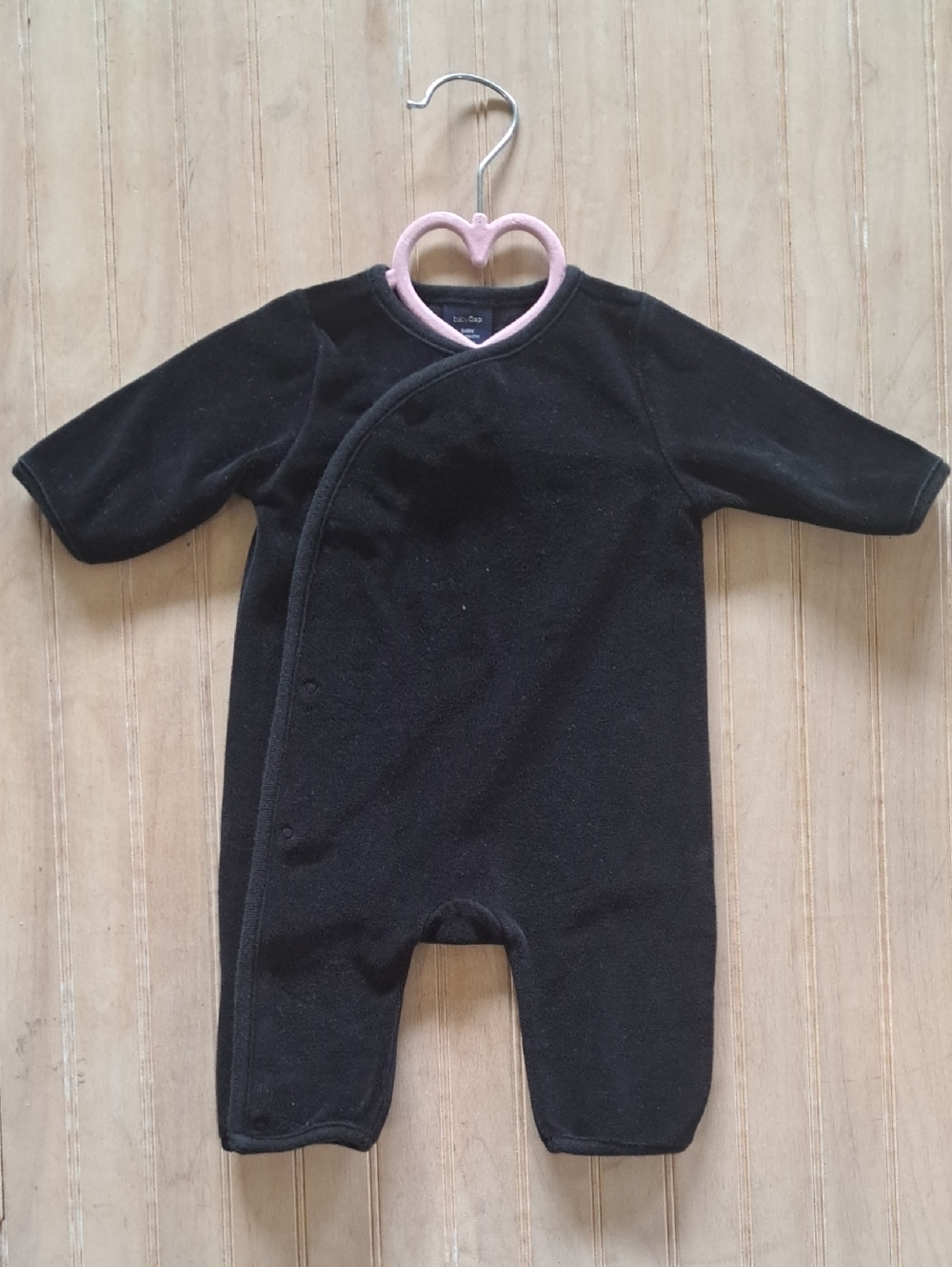 Baby Gap Black Fleece Footed Romper Snap Front Cozy Soft One Piece Dressy Infant